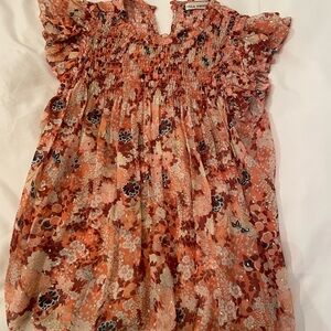 Zara Floral Smocked Blouse